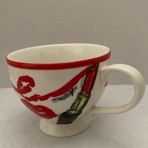 Brighton Lips & Lipstick Pedestal Coffee Mug Red Kiss Love Print Cup